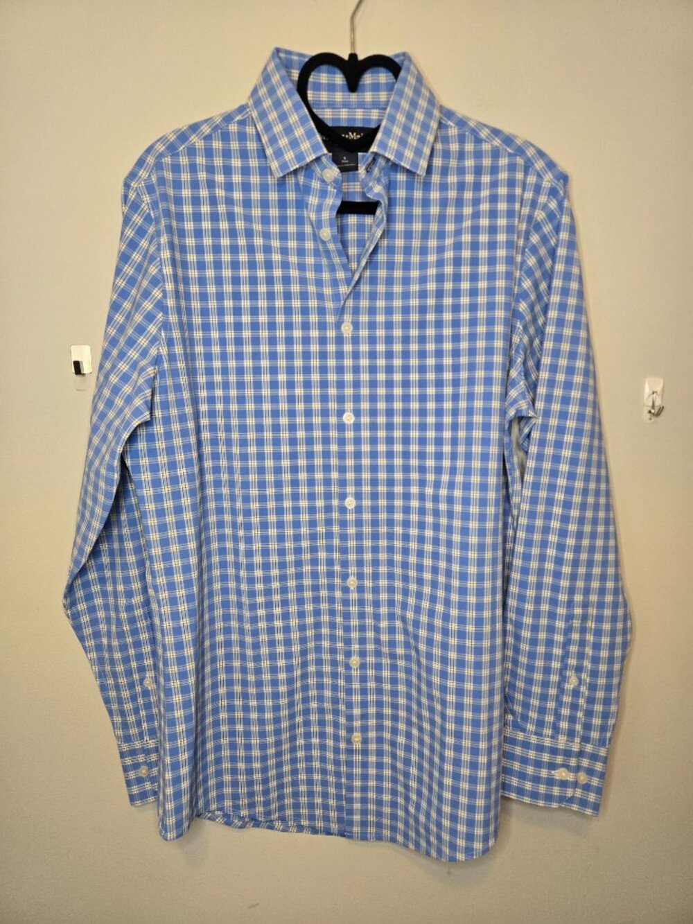 Mizzen+Main Leeward Trim Checkered Grid Blue Button Down Size S